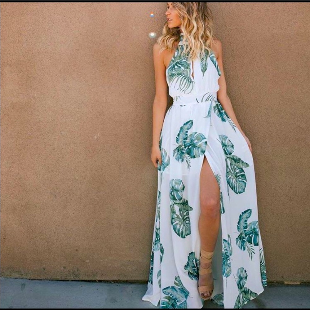 Palm tree summer spring vacation dress Large